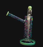 The Metamorp - 12" Color Changing Rig | IC Glass - Aqua | Skulls & Roses