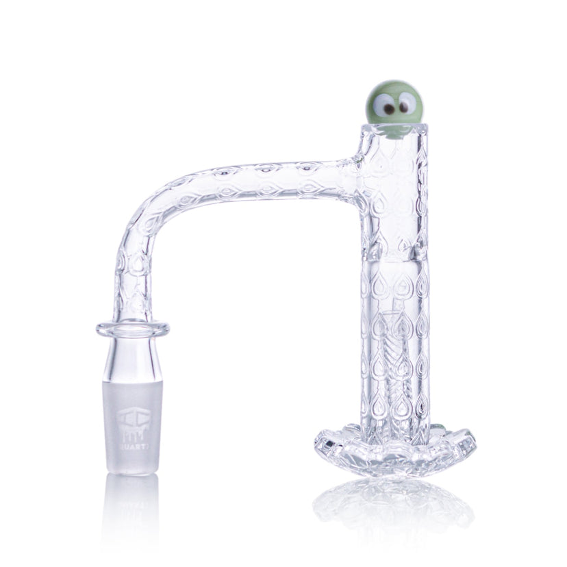 IC Quartz - CRYSTAL | 14mm Male 90° Banger | Includes Carb Cap, Terp Balls, and More - ic glass