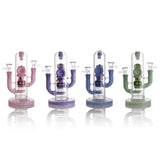 IC GLASS - Honey bee on top of drip perk rig with dual bowl piece & dual mouth piece |7.8"