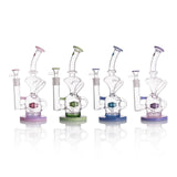 9.5 Inch clear recycler with colored base & colored lip| bowl piece included