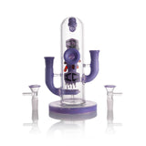 IC GLASS - Honey bee on top of drip perk rig with dual bowl piece & dual mouth piece |7.8"