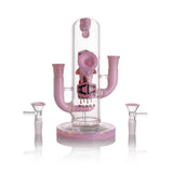 IC GLASS - Honey bee on top of drip perk rig with dual bowl piece & dual mouth piece |7.8"