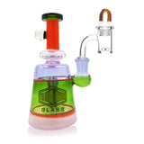 IC Glass- Rainbow Dab Kit | Recycler With Rainbow Carb Cap and Terp ball