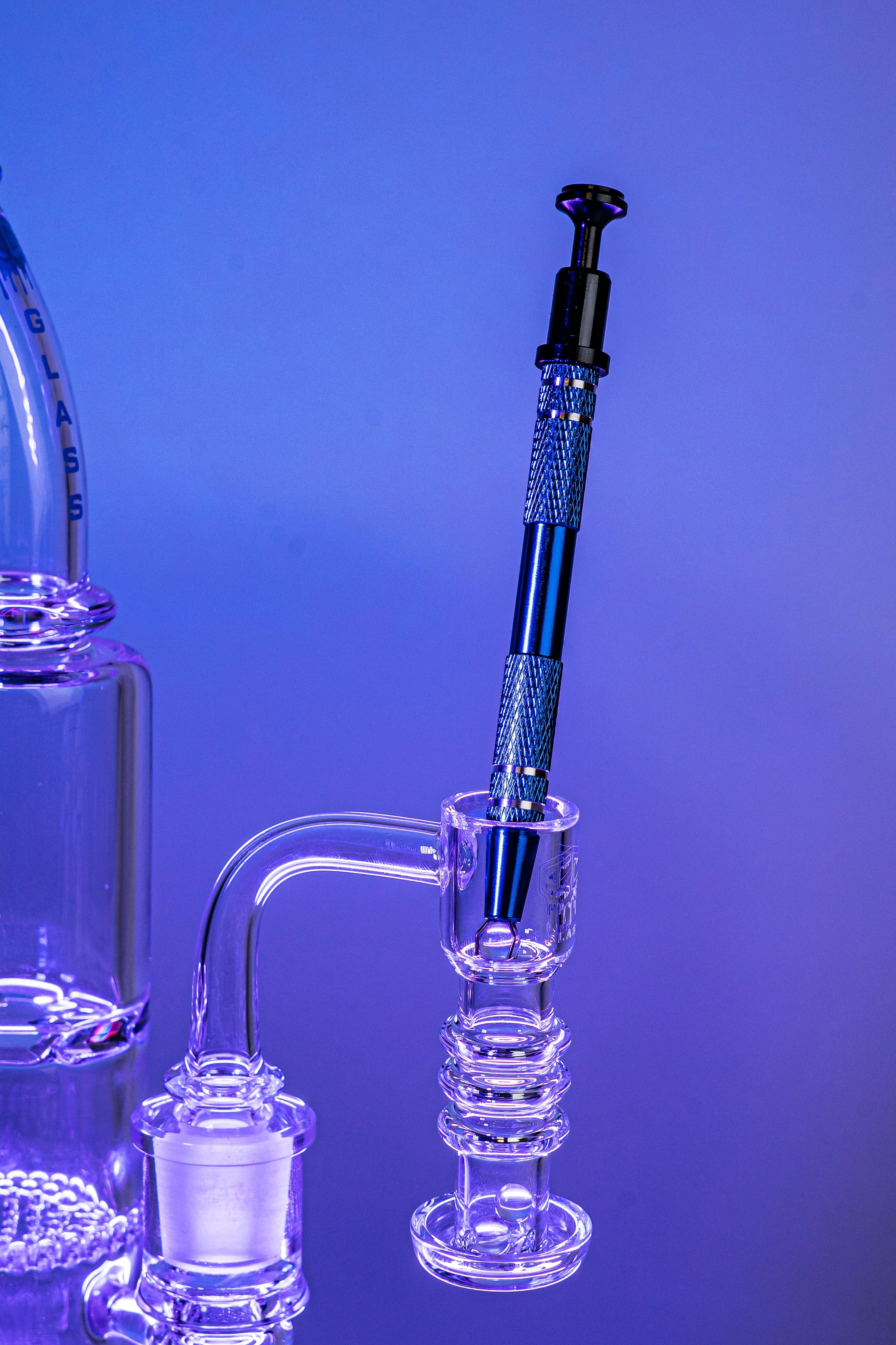 STRATUS GLASS: 8in SILICONE RIG W/ 14mm MALE BANGER – ALL IN ONE
